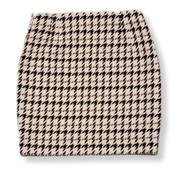 White House Black Market Wool Houndstooth Side Zipper Career Work Mini Skirt 4 - Picture 2 of 11